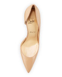 Iriza Half-d'Orsay 100mm Red Sole Pump, Nude