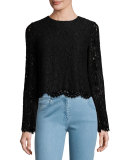 Pasha Floral-Lace Bell-Sleeve Top