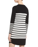 Scottie Striped Sweaterdress, Black/White Stripe
