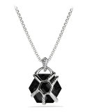 Cable Wrap Pendant with Black Onyx and Diamonds on Chain