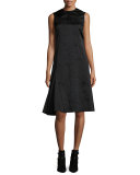 Sleeveless Bird Fil Coupe Dress, Midnight