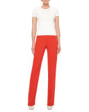 Carl Straight-Leg Silk Pants, Rojo