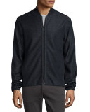 Heathered Knit Bomber Jacket, Black