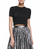 Short-Sleeve Crewneck Crop Top