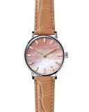 Agnes Varis 32mm Alligator Strap Watch with Diamonds, Pink/Natural