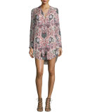 Long-Sleeve Paisley Silk Mini Dress, Change Will Do You