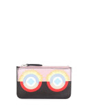 Monster Leather Key Pouch, Pink/Black