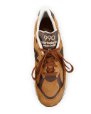 Men's 990v2 Suede & Leather Sneaker, Brown/White