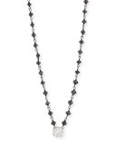 Diamond Pendant Necklace w/Black Diamond Beads