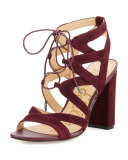 Yardley Suede Lace-Up Sandal, Port Wine