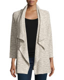 Gwynn Draped Open-Front Cardigan, Porcelain/Caviar