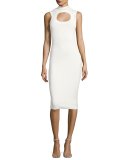 Leticia Sleeveless Ponte Midi Dress, Cream