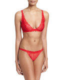 Feathers Lace Thong, Real Red