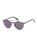 Rimless Double-Bar Round Sunglasses, Gunmetal