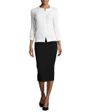 Wool-Blend Pencil Midi Skirt, Black