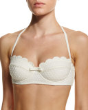 jacquard polka-dot underwire swim top