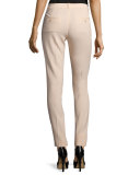 Samantha Wool Serge Skinny Ankle Pants, Nude