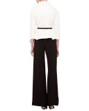 Belted Silk Wrap Blouse, Ivory
