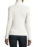 Lightweight Ribbed Turtleneck Top, White