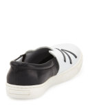 Leather Choupette Slip-On Sneaker, Black/White, Toddler