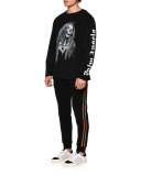 Long-Sleeve Skull & Stars T-Shirt, Black/White