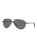 Benedict 59 Metal Aviator Sunglasses, Black