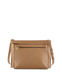 Large Embossed Double-Pouch Crossbody Bag, Tan