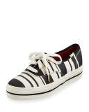 triple kick striped canvas sneaker, black