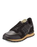 Rockrunner Leather and Suede Sneaker, Black