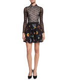 Blaise Floral-Embroidered Lace Mini Skirt