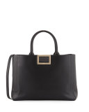 Ines Calf Leather Medium Tote Bag, Black