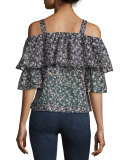 Floral-Print Cold-Shoulder Top, Multicolor Pattern