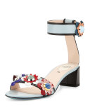 Flowerland Leather Ankle-Wrap Sandal, New Gray