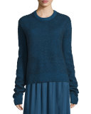 Rienda Extended-Sleeve Distressed Sweater, Dark Sapphire