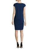 Cap-Sleeve Layered Sheath Dress 