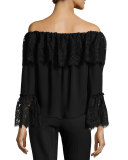 Aidan Lace-Trim Off-the-Shoulder Top