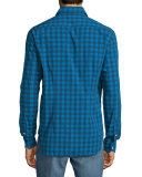 Buffalo-Check Long-Sleeve Sport Shirt, Blue