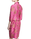 Jacquard 3/4-Sleeve Jacket, Pink