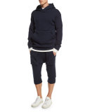 Textured-Knit Cropped Sweatpants, Dark Ink