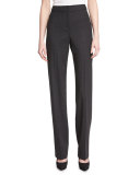 Diana Stretch-Flannel Straight-Leg Pants, Hematite Melange