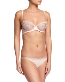 Morgane Embroidered Mesh Demi Bra, Light Pink