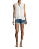 Le Cutoff Cuffed Denim Shorts, Plummer