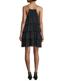 Canyons Tiered Silk Dress, Black