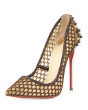 Guni Knotted 100mm Red Sole Pump, Marron Glace