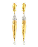 Sultan Sleek 24K Gold and Diamond Earrings