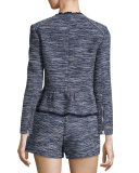 Milligan Tweed Zip-Front Jacket, Blue