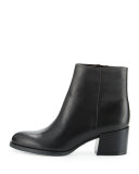 Joey Leather Chunky-Heel Bootie, Black