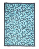 Wild Rose Brushstroke-Print Scarf, Navy
