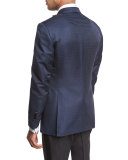 Windsor Base Textured Peak-Lapel Tuxedo Jacket, Bright Blue
