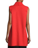 Boiled Wool Funnel-Neck Long Vest